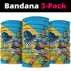 Gold Coast Titans Neck Gaiter Golden Wattle Floral Polynesian - Australian Flower - Rugby Mascot