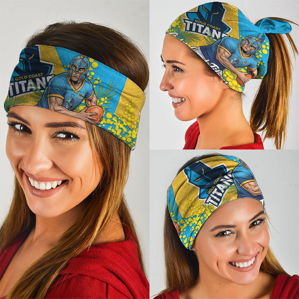 Gold Coast Titans Neck Gaiter Golden Wattle Floral Polynesian - Australian Flower - Rugby Mascot