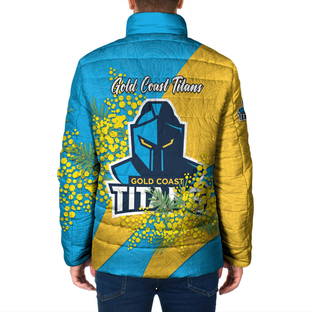 Gold Coast Titans Padded Jacket Golden Wattle Floral Polynesian - Australian Flower - Rugby Mascot
