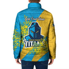 Gold Coast Titans Padded Jacket Golden Wattle Floral Polynesian - Australian Flower - Rugby Mascot