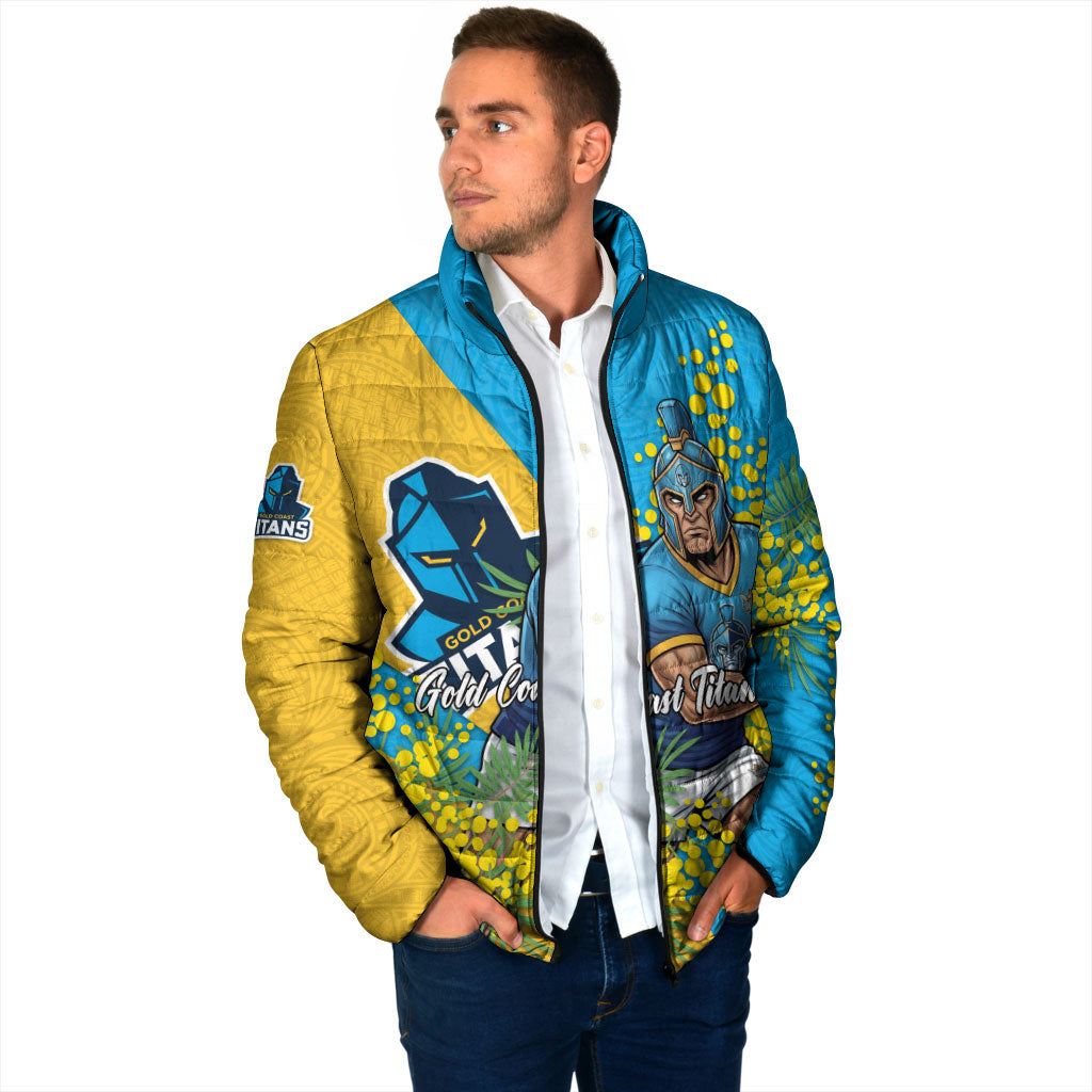 Gold Coast Titans Padded Jacket Golden Wattle Floral Polynesian - Australian Flower - Rugby Mascot