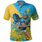 Gold Coast Titans Polo Shirt Golden Wattle Floral Polynesian - Australian Flower - Rugby Mascot