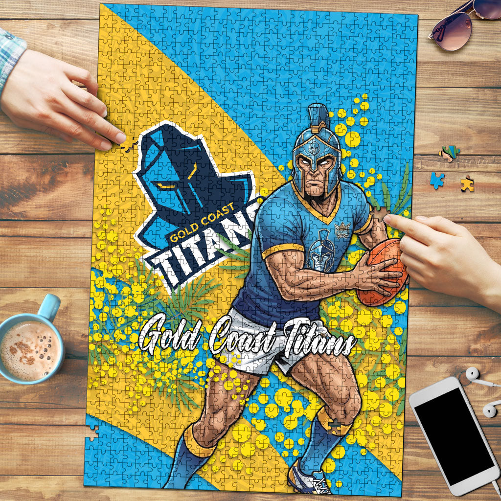 Gold Coast Titans Puzzle Golden Wattle Floral Polynesian - Australian Flower - Rugby Mascot