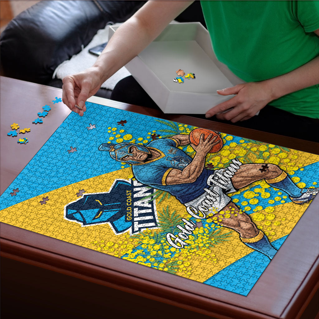 Gold Coast Titans Puzzle Golden Wattle Floral Polynesian - Australian Flower - Rugby Mascot