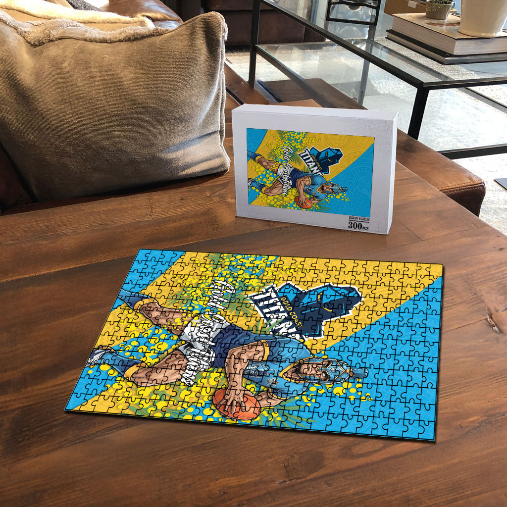 Gold Coast Titans Puzzle Golden Wattle Floral Polynesian - Australian Flower - Rugby Mascot