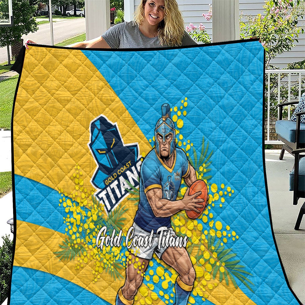 Gold Coast Titans Quilt Golden Wattle Floral Polynesian - Australian Flower - Rugby Mascot