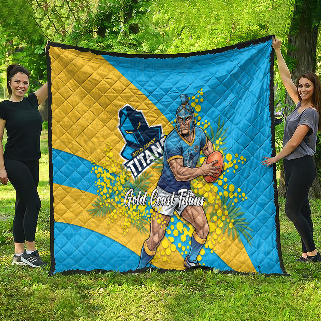 Gold Coast Titans Quilt Golden Wattle Floral Polynesian - Australian Flower - Rugby Mascot