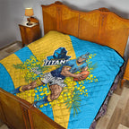 Gold Coast Titans Quilt Golden Wattle Floral Polynesian - Australian Flower - Rugby Mascot