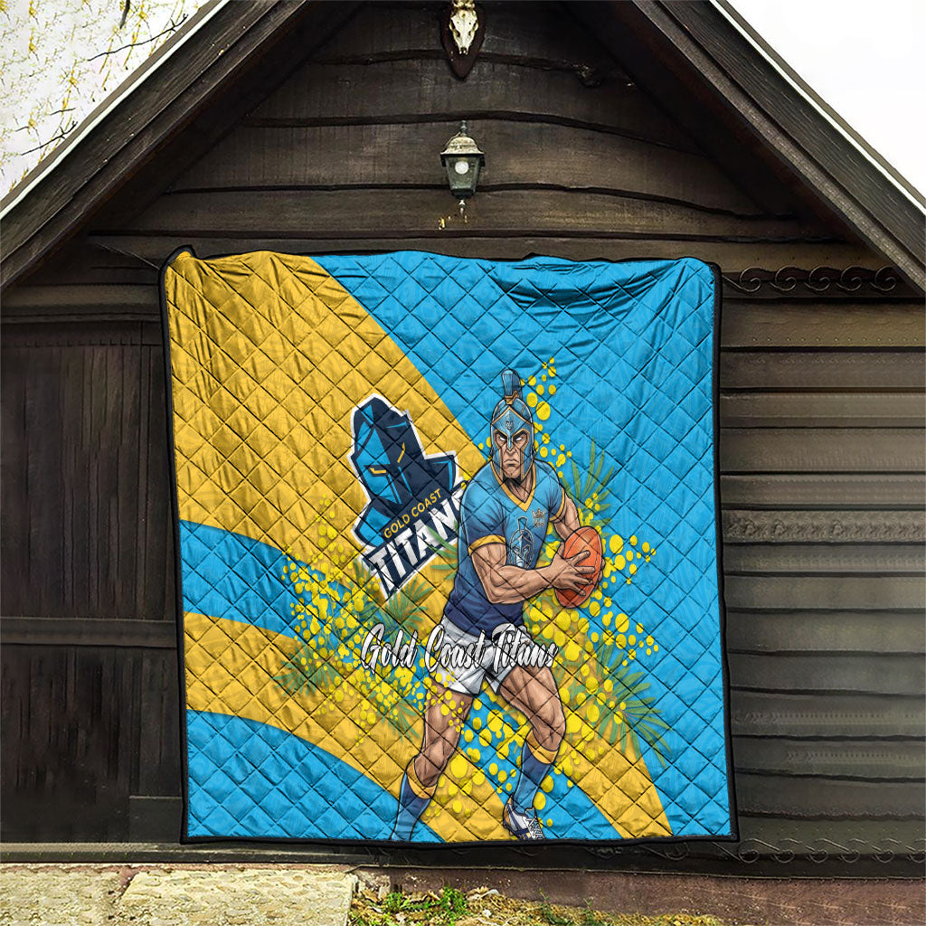 Gold Coast Titans Quilt Golden Wattle Floral Polynesian - Australian Flower - Rugby Mascot