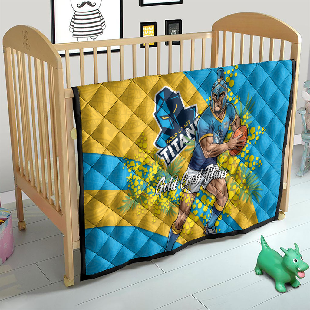 Gold Coast Titans Quilt Golden Wattle Floral Polynesian - Australian Flower - Rugby Mascot