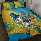 Gold Coast Titans Quilt Bed Set Golden Wattle Floral Polynesian - Australian Flower - Rugby Mascot