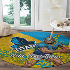 Gold Coast Titans Round Carpet Golden Wattle Floral Polynesian - Australian Flower - Rugby Mascot