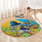 Gold Coast Titans Round Carpet Golden Wattle Floral Polynesian - Australian Flower - Rugby Mascot