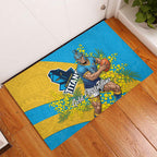 Gold Coast Titans Rubber Doormat Golden Wattle Floral Polynesian - Australian Flower - Rugby Mascot