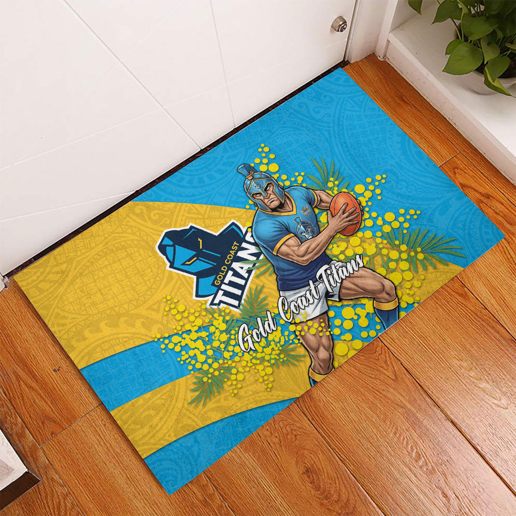 Gold Coast Titans Rubber Doormat Golden Wattle Floral Polynesian - Australian Flower - Rugby Mascot