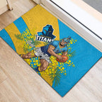 Gold Coast Titans Rubber Doormat Golden Wattle Floral Polynesian - Australian Flower - Rugby Mascot