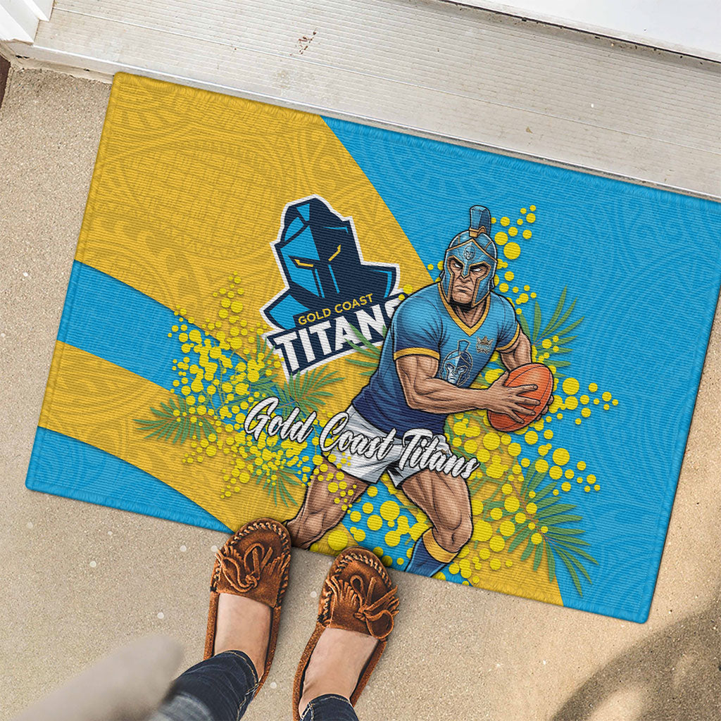 Gold Coast Titans Rubber Doormat Golden Wattle Floral Polynesian - Australian Flower - Rugby Mascot