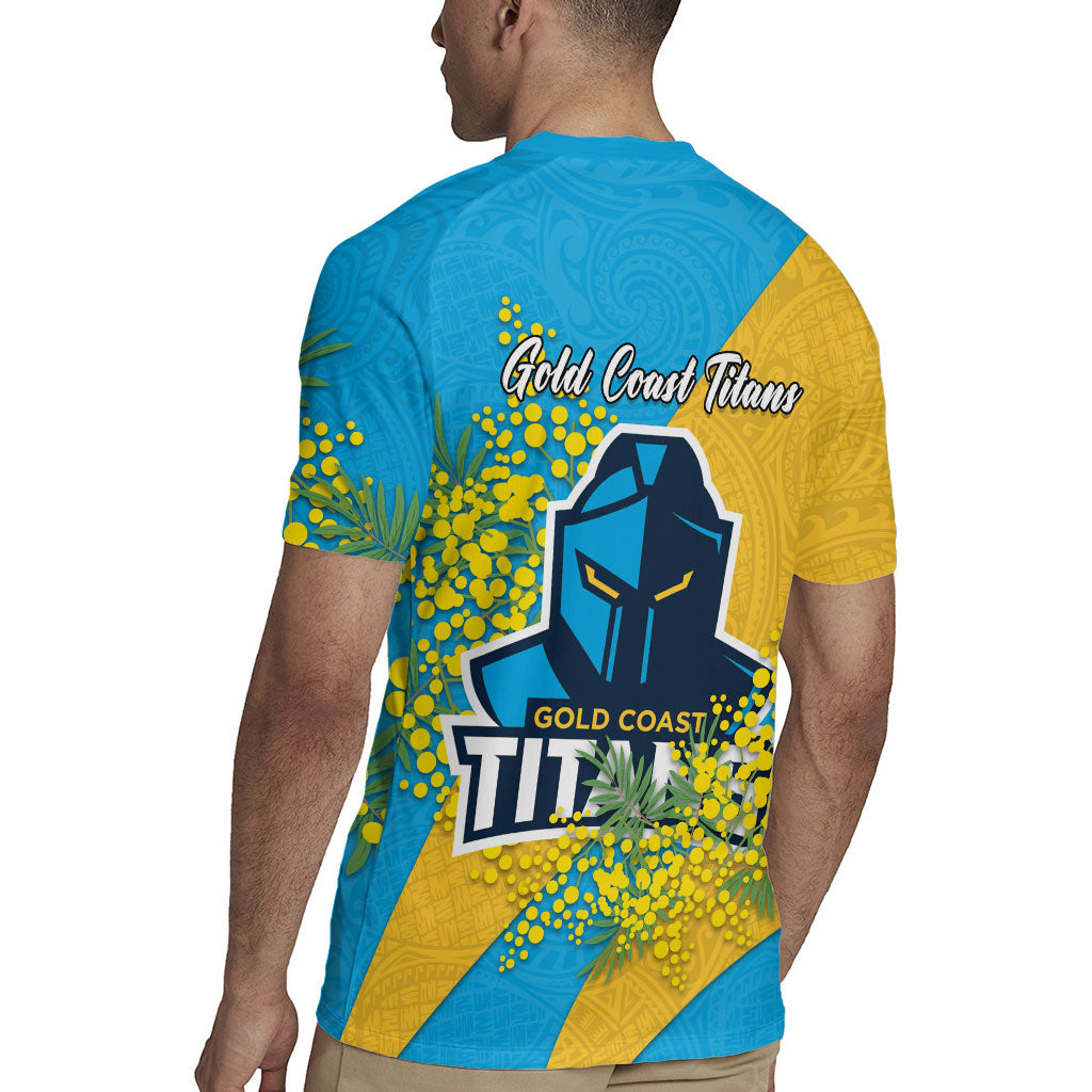 Gold Coast Titans Rugby Jersey Golden Wattle Floral Polynesian - Australian Flower - Rugby Mascot