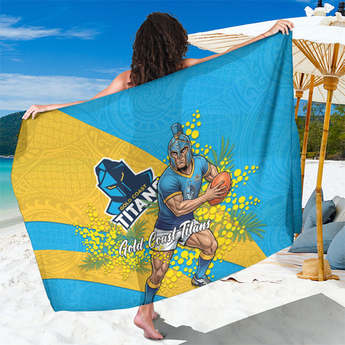 Gold Coast Titans Sarong Golden Wattle Floral Polynesian - Australian Flower - Rugby Mascot