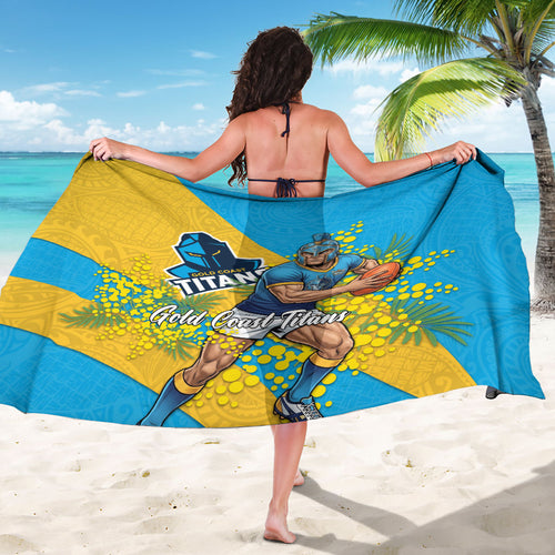 Gold Coast Titans Sarong Golden Wattle Floral Polynesian - Australian Flower - Rugby Mascot