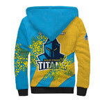 Gold Coast Titans Sherpa Hoodie Golden Wattle Floral Polynesian - Australian Flower - Rugby Mascot