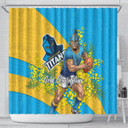 Gold Coast Titans Shower Curtain Golden Wattle Floral Polynesian - Australian Flower - Rugby Mascot