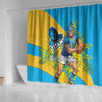 Gold Coast Titans Shower Curtain Golden Wattle Floral Polynesian - Australian Flower - Rugby Mascot