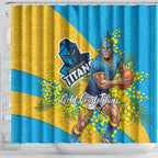 Gold Coast Titans Shower Curtain Golden Wattle Floral Polynesian - Australian Flower - Rugby Mascot