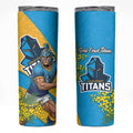 Gold Coast Titans Skinny Tumbler Golden Wattle Floral Polynesian - Australian Flower - Rugby Mascot
