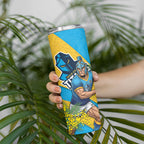 Gold Coast Titans Skinny Tumbler Golden Wattle Floral Polynesian - Australian Flower - Rugby Mascot