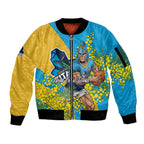 Gold Coast Titans Sleeve Zip Bomber Jacket Golden Wattle Floral Polynesian - Australian Flower - Rugby Mascot