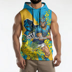 Gold Coast Titans Sleeveless Hoodie Golden Wattle Floral Polynesian - Australian Flower - Rugby Mascot