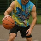 Gold Coast Titans Sleeveless Hoodie Golden Wattle Floral Polynesian - Australian Flower - Rugby Mascot
