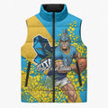Gold Coast Titans Sleeveless Puffer Jacket Golden Wattle Floral Polynesian - Australian Flower - Rugby Mascot