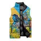 Gold Coast Titans Sleeveless Puffer Jacket Golden Wattle Floral Polynesian - Australian Flower - Rugby Mascot