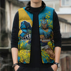 Gold Coast Titans Sleeveless Puffer Jacket Golden Wattle Floral Polynesian - Australian Flower - Rugby Mascot