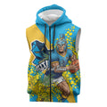 Gold Coast Titans Sleeveless Zip Hoodie Golden Wattle Floral Polynesian - Australian Flower - Rugby Mascot
