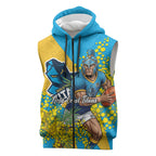 Gold Coast Titans Sleeveless Zip Hoodie Golden Wattle Floral Polynesian - Australian Flower - Rugby Mascot