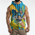 Gold Coast Titans Sleeveless Zip Hoodie Golden Wattle Floral Polynesian - Australian Flower - Rugby Mascot