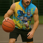 Gold Coast Titans Sleeveless Zip Hoodie Golden Wattle Floral Polynesian - Australian Flower - Rugby Mascot