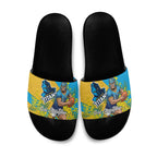 Gold Coast Titans Slide Sandals Golden Wattle Floral Polynesian - Australian Flower - Rugby Mascot