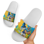 Gold Coast Titans Slide Sandals Golden Wattle Floral Polynesian - Australian Flower - Rugby Mascot