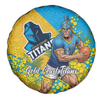 Gold Coast Titans Spare Tire Cover Golden Wattle Floral Polynesian - Australian Flower - Rugby Mascot