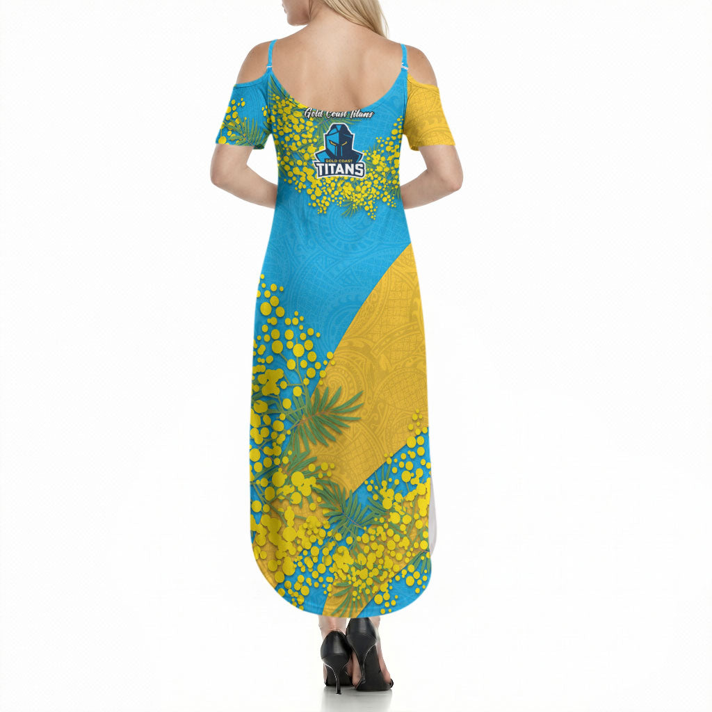 Gold Coast Titans Summer Maxi Dress Golden Wattle Floral Polynesian - Australian Flower - Rugby Mascot
