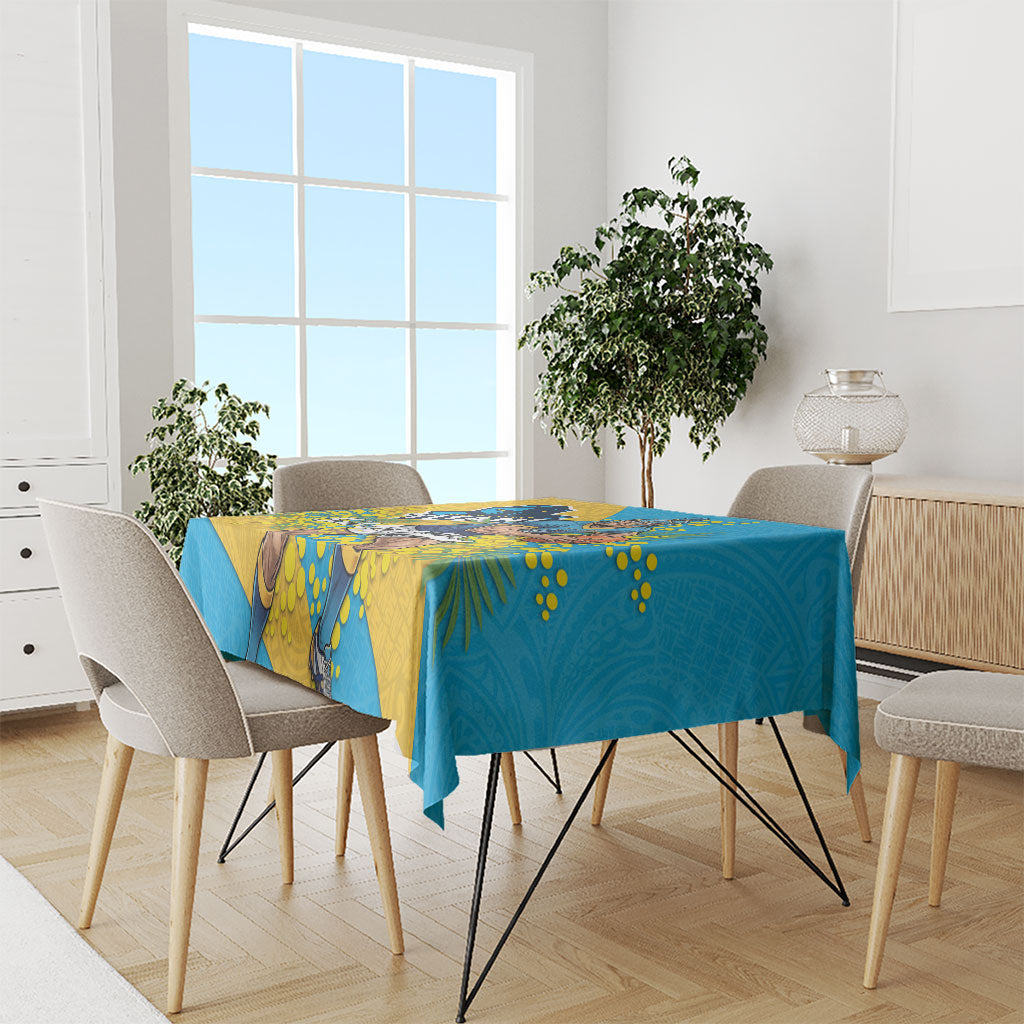 Gold Coast Titans Tablecloth Golden Wattle Floral Polynesian - Australian Flower - Rugby Mascot