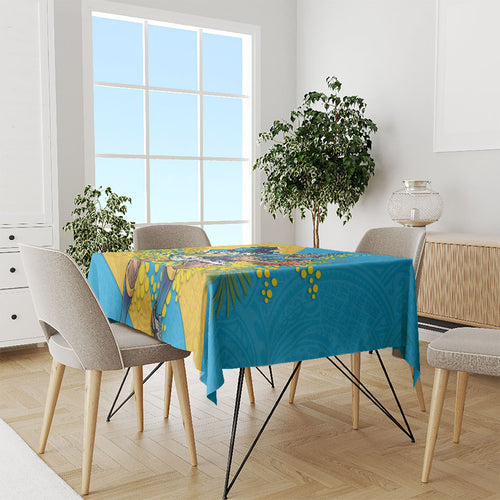 Gold Coast Titans Tablecloth Golden Wattle Floral Polynesian - Australian Flower - Rugby Mascot