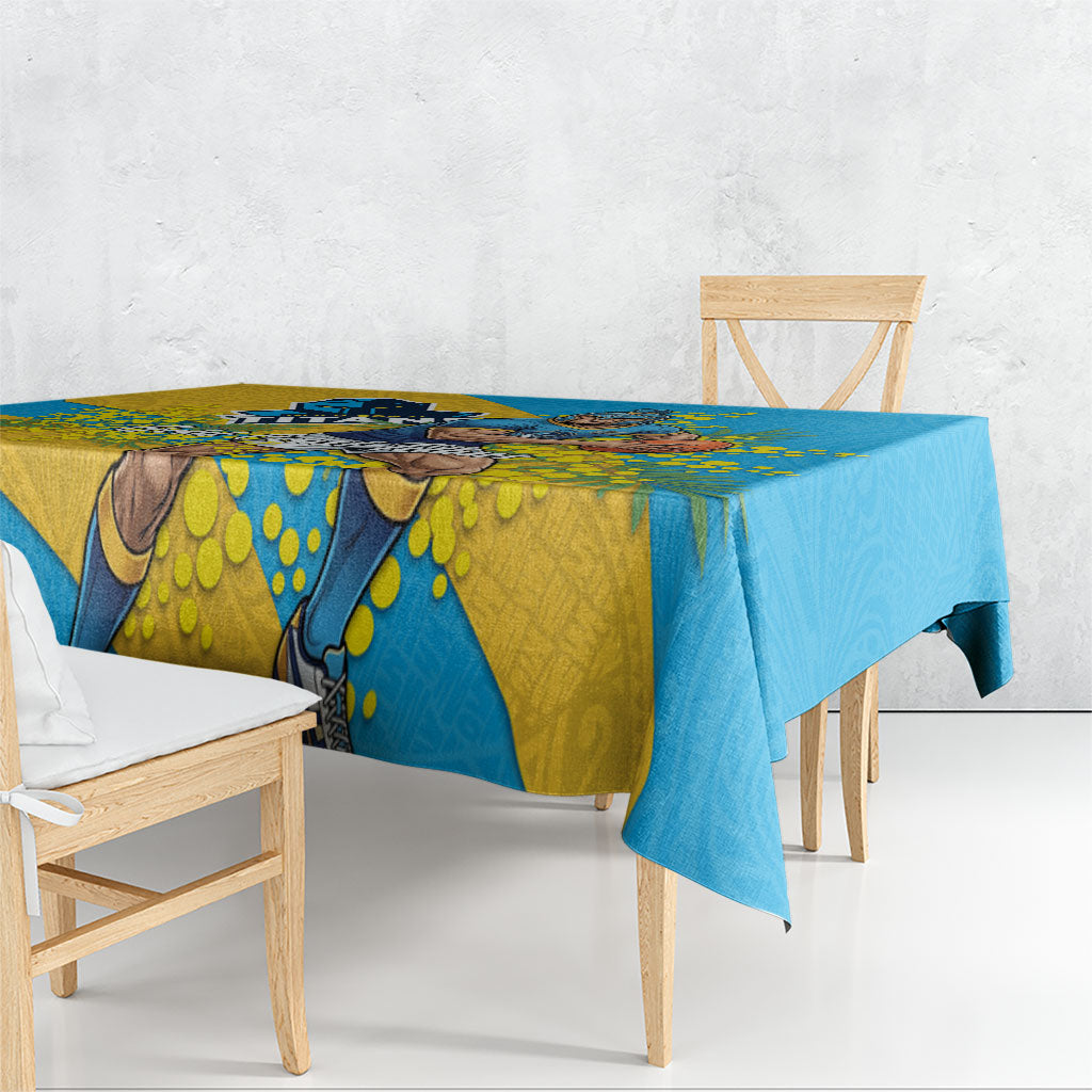 Gold Coast Titans Tablecloth Golden Wattle Floral Polynesian - Australian Flower - Rugby Mascot