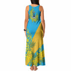 Gold Coast Titans Tank Maxi Dress Golden Wattle Floral Polynesian - Australian Flower - Rugby Mascot