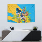 Gold Coast Titans Tapestry Golden Wattle Floral Polynesian - Australian Flower - Rugby Mascot
