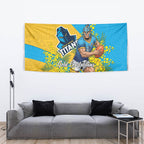 Gold Coast Titans Tapestry Golden Wattle Floral Polynesian - Australian Flower - Rugby Mascot
